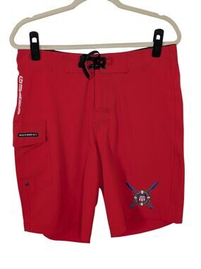 Watermen Men's Size 32 Red Life Guard Swim Trunks Board Shorts